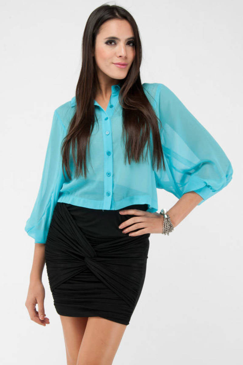 aqua button down shirt