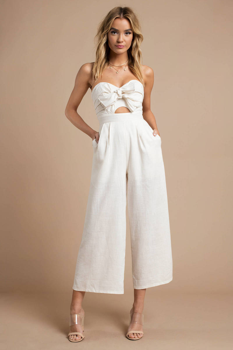 white bow jumpsuit