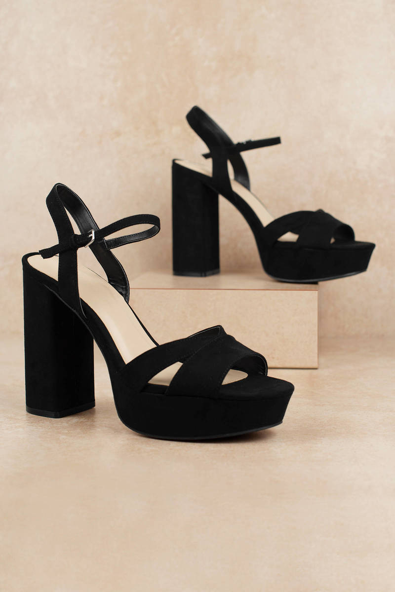 black heels with thick heels
