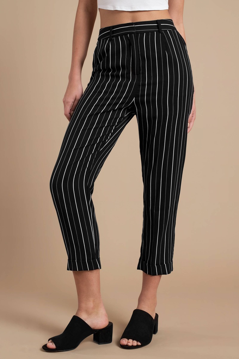 white black striped pants