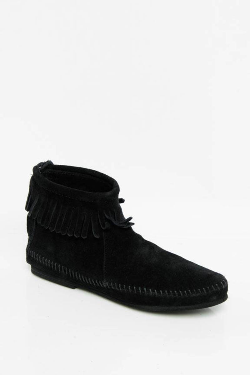 Back Zipper Suede Boots in Black - $29 | Tobi US