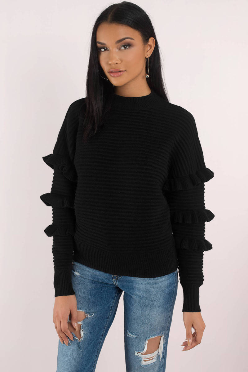 black ruffle sweater