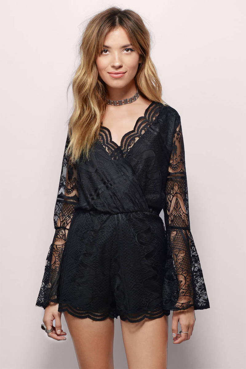 Bell of the Ball Lace Romper in Black - $39 | Tobi US