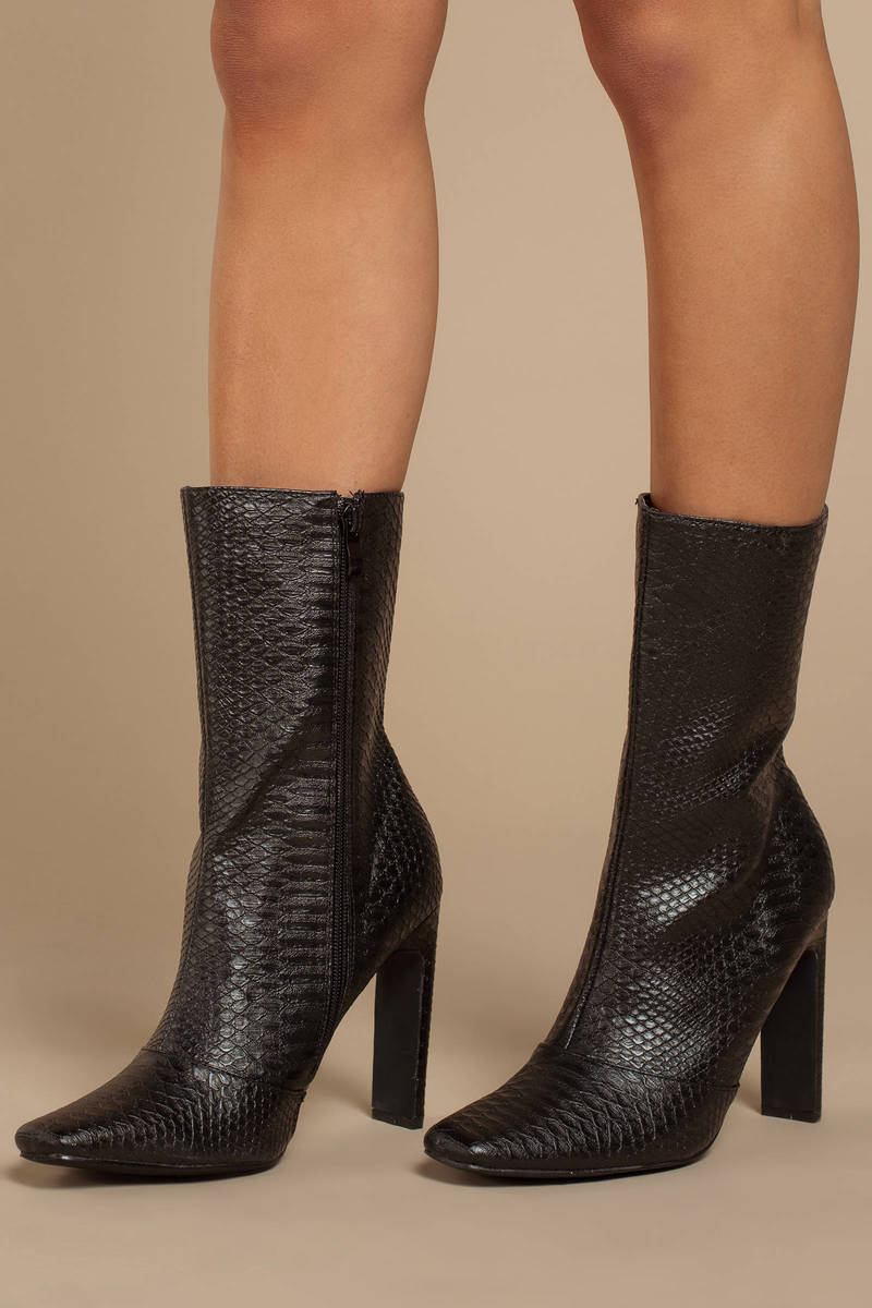 faux snakeskin ankle booties