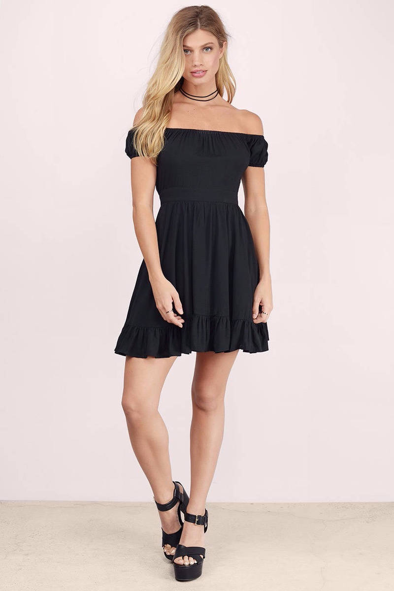 Cute Black Skater Dress - Off Shoulder Dress - Skater Dress - $14 | Tobi US