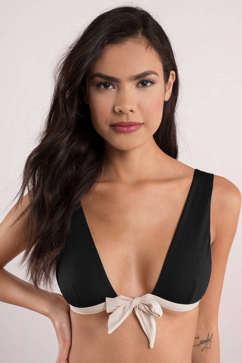 black tie front bikini top