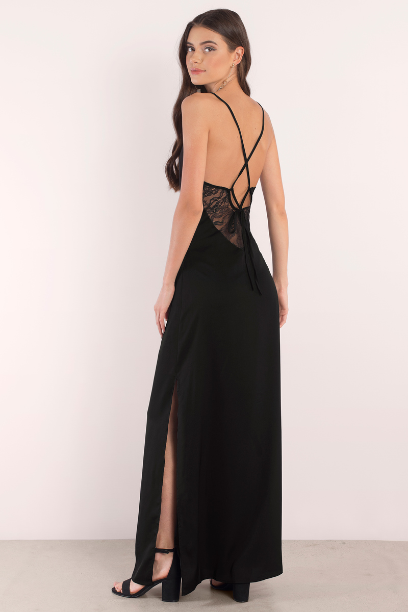 Trendy Black Dress - Lace Up Dress - Full Dress - Maxi Dress - $36 ...