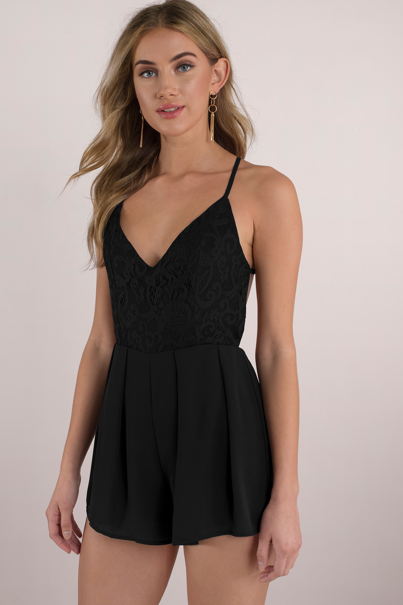 Black Chase After Lace Romper 