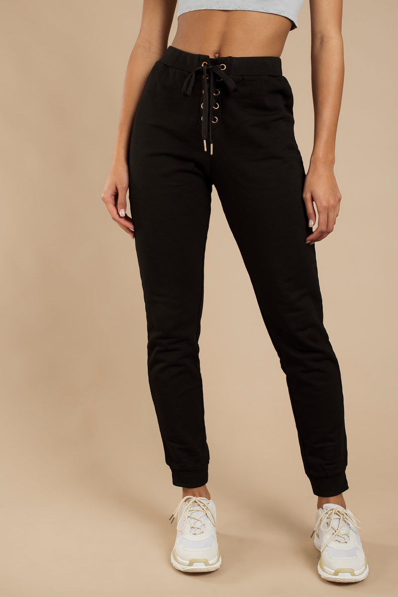 Chilled Lace Up Joggers in Black - $18 | Tobi US