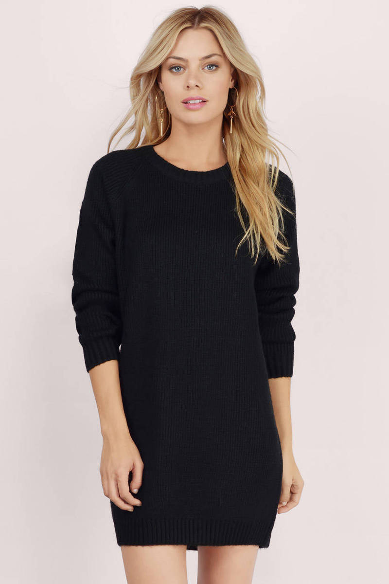 black sweater over dress