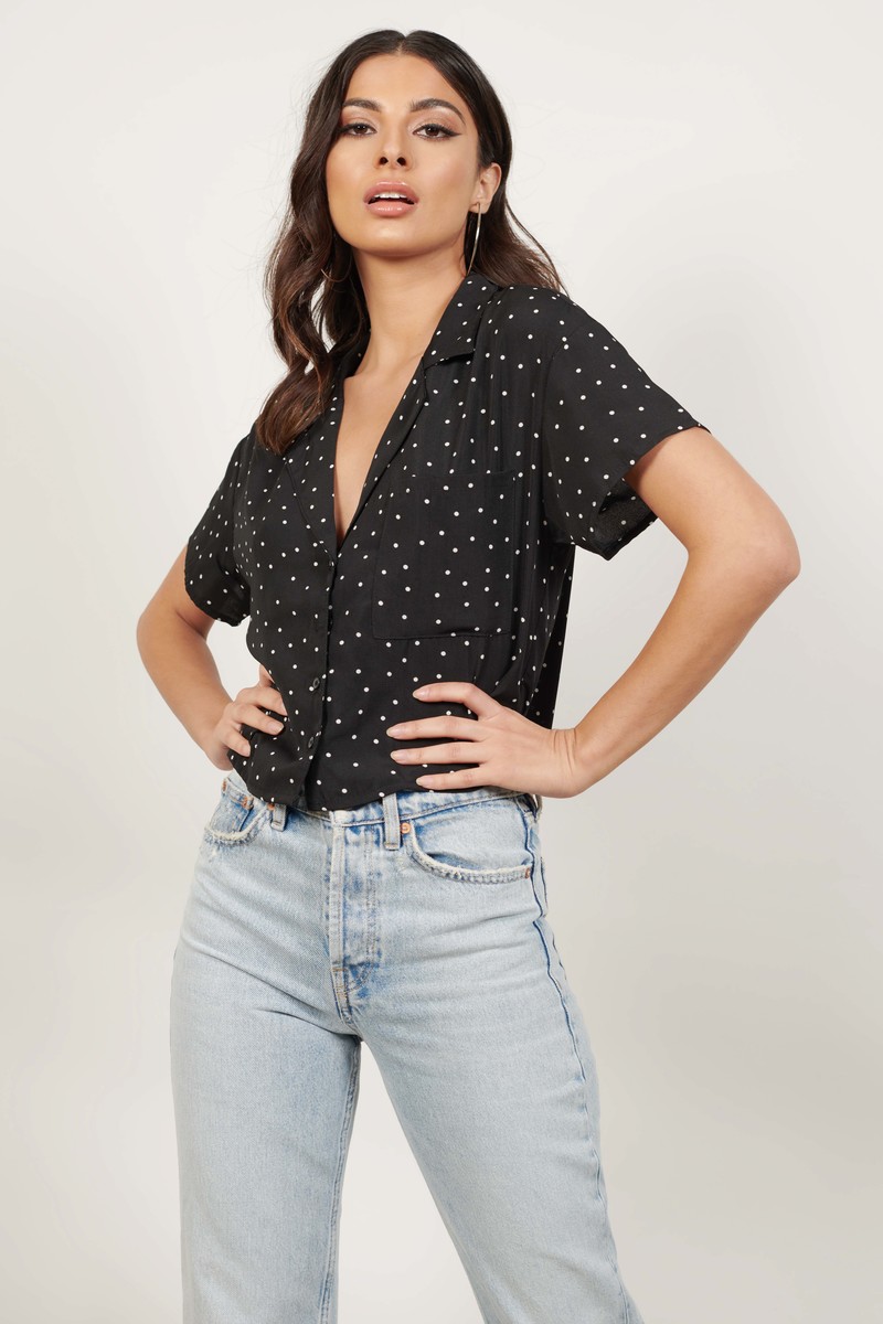 Connecting The Dots Black Cropped Shirt - $60 | Tobi US