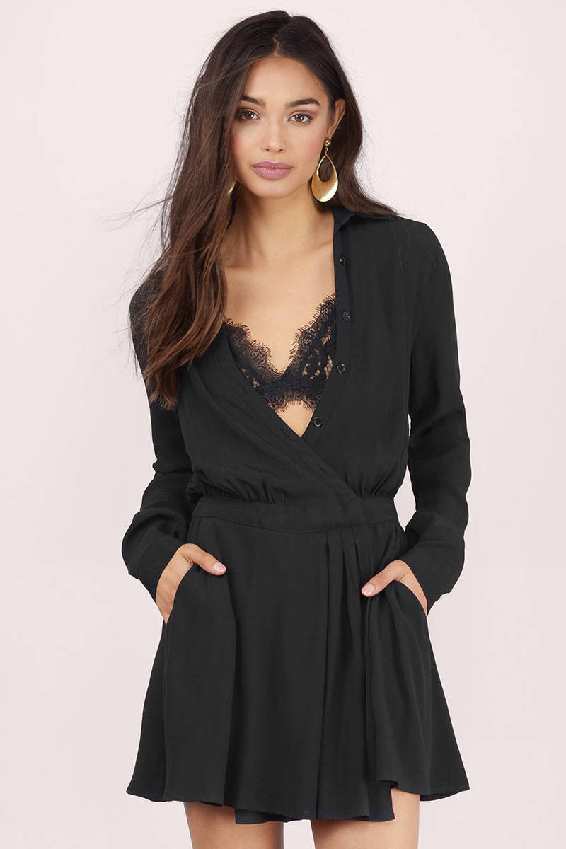 Desert Breeze Button Up Wrap Dress in Black - $15 | Tobi US