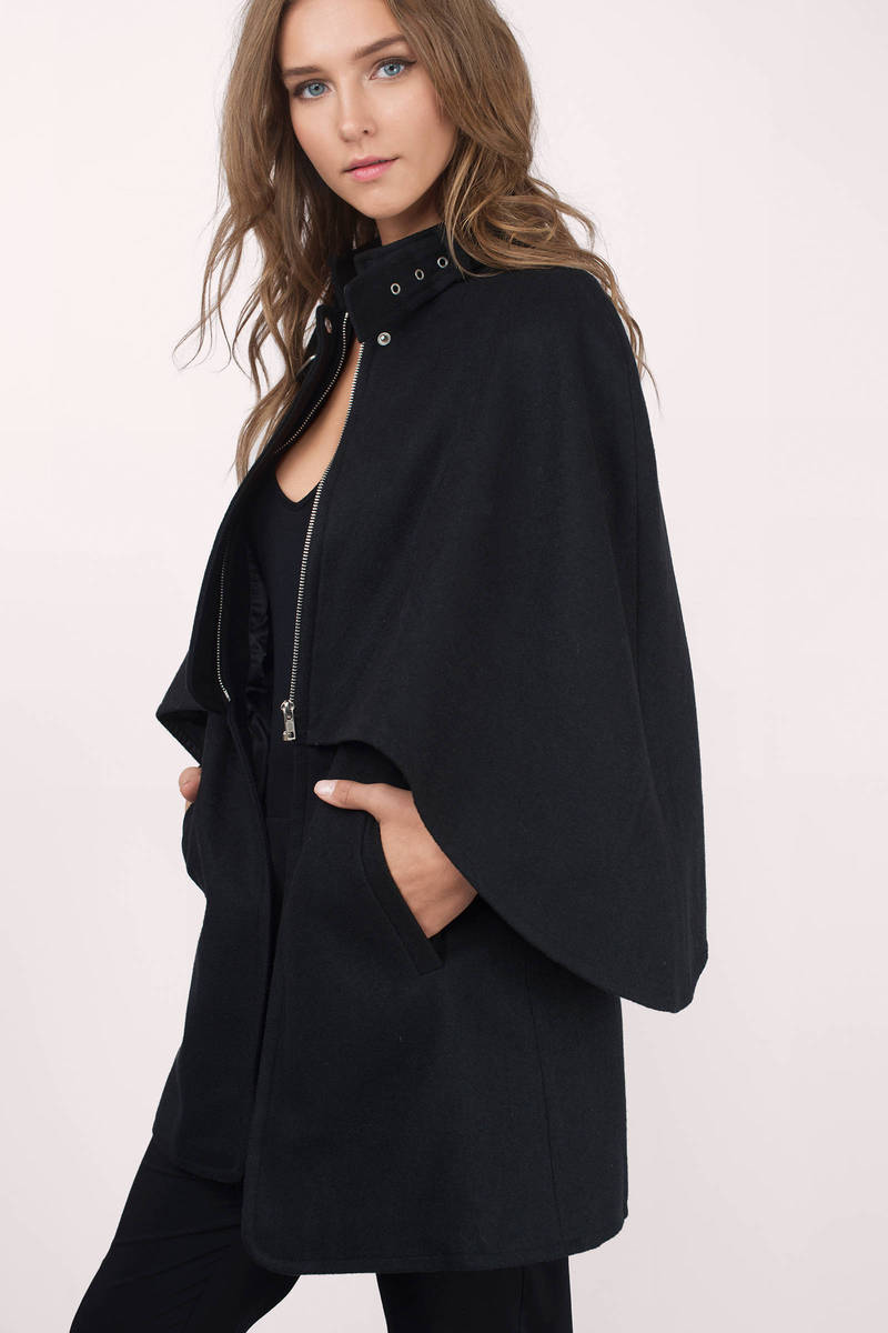 Cheap Black Coat - Black Coat - Cape Coat - Black Coat - $38 | Tobi US