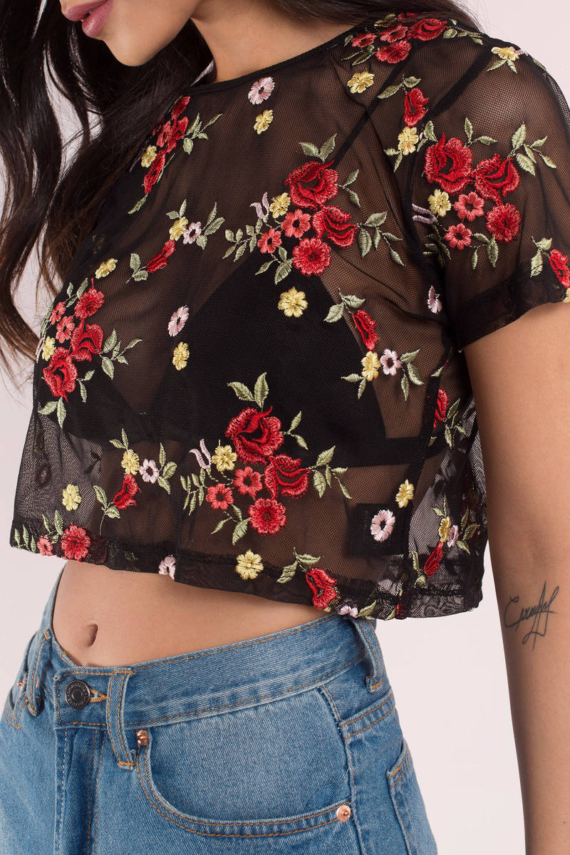 flower mesh top