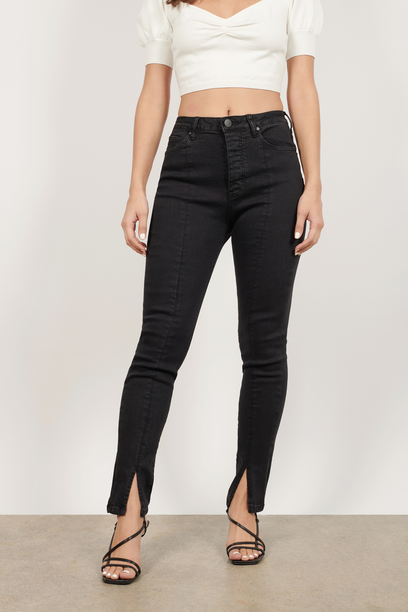 black cropped skinny jeans