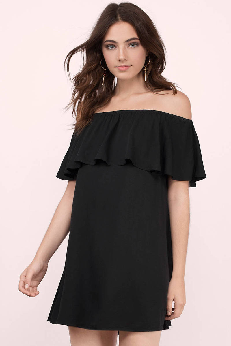 Keep Sweet Off Shoulder Dress in Black - $26 | Tobi US