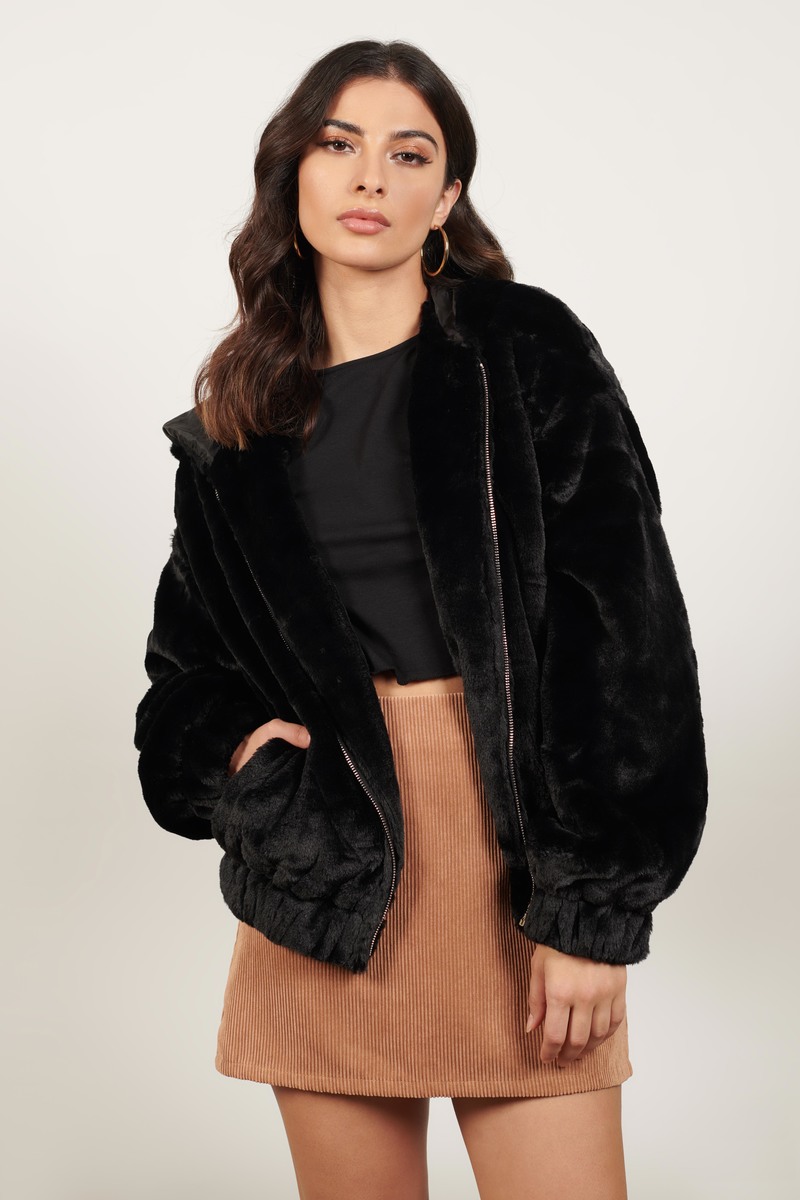 cheap black fur jacket