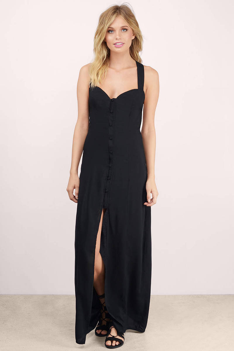 Cheap Black Maxi Dress - High Slit Dress - Maxi Dress - $10 | Tobi US