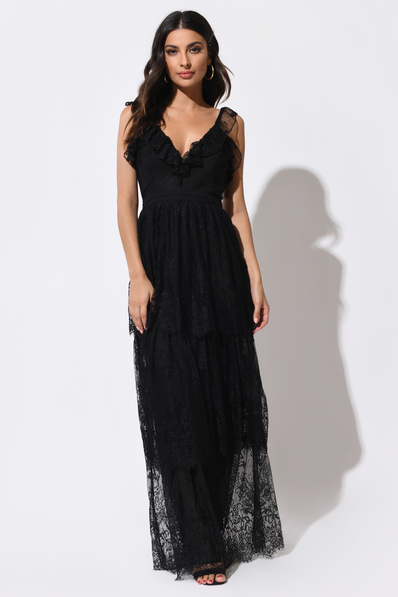 black sheer lace maxi dress