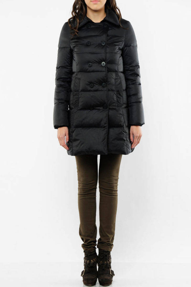 Lynelle Double Breasted Puffer Coat in Black - $169 | Tobi US
