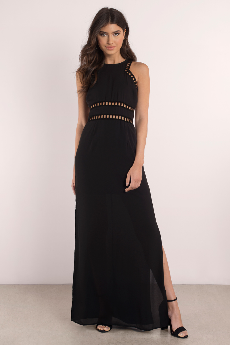 Cute Black Dress - Bodice Dress - Slit Dress - Full Dress - Maxi Dress ...