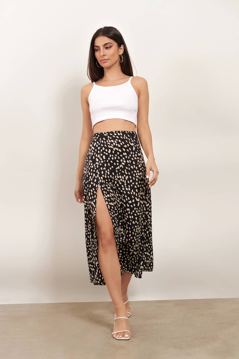 animal print slit skirt