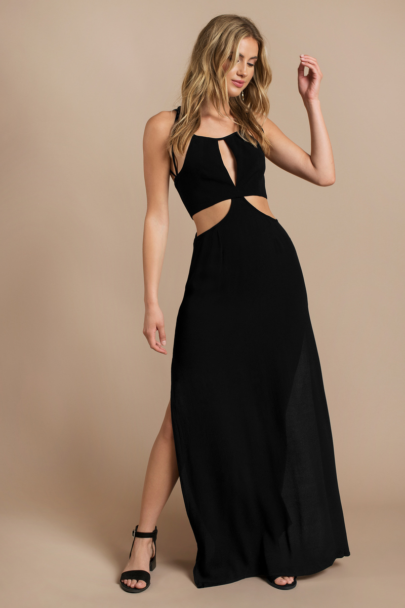 Black Dress - Strappy Dress - Cut Out Dress - Sleeveless Maxi Dress ...