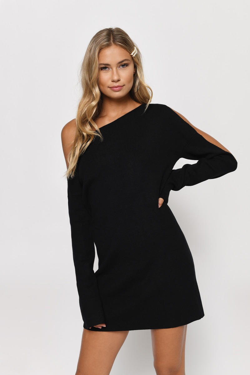long sleeve sweater dress black