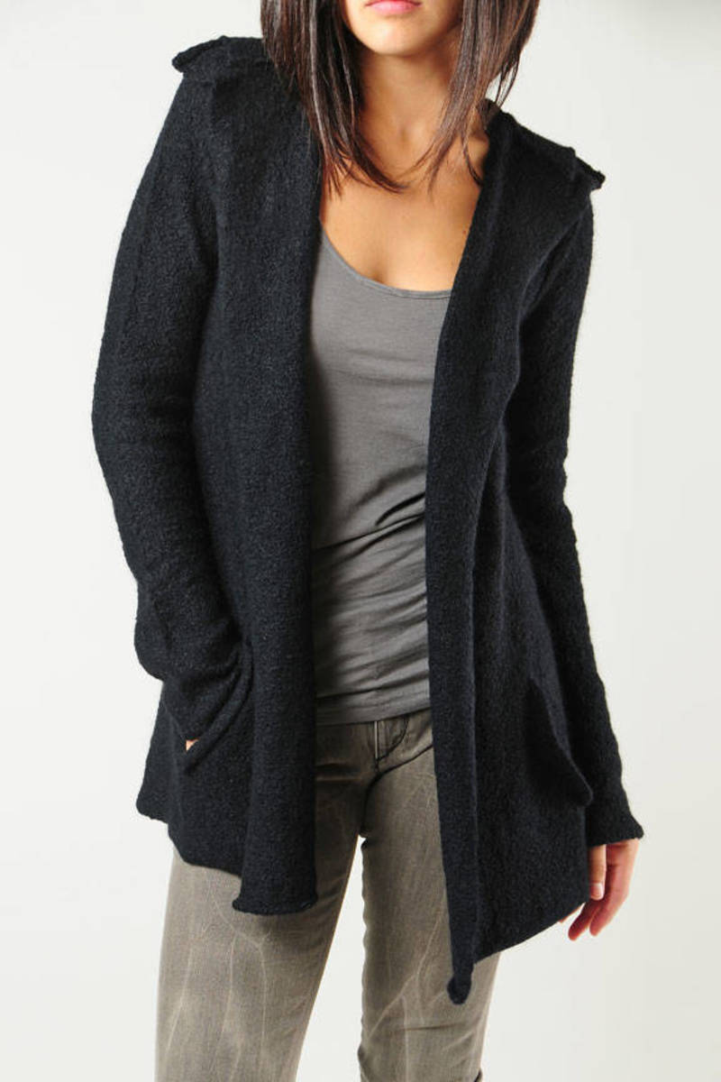 hooded open cardigan