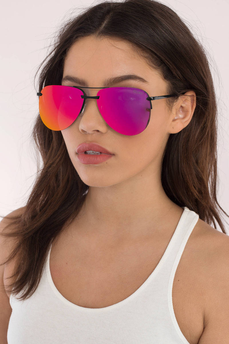 Quay Pink Mirrored Sunglasses Pink Aviators Quay Aviators 48