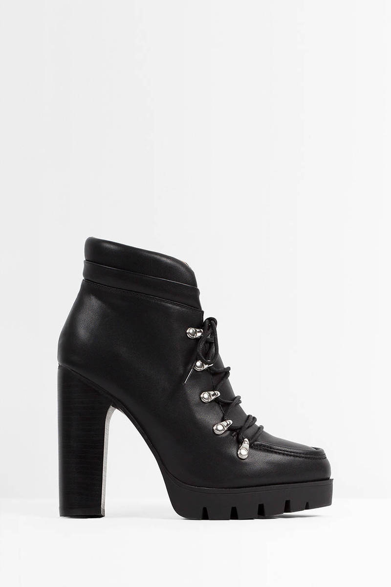 Black Report Footwear Boots - Formal Ankle Booties - Black Lace Up ...