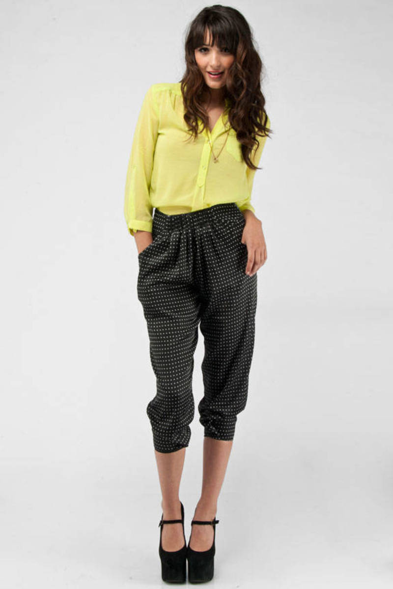 polka dot high waisted pants