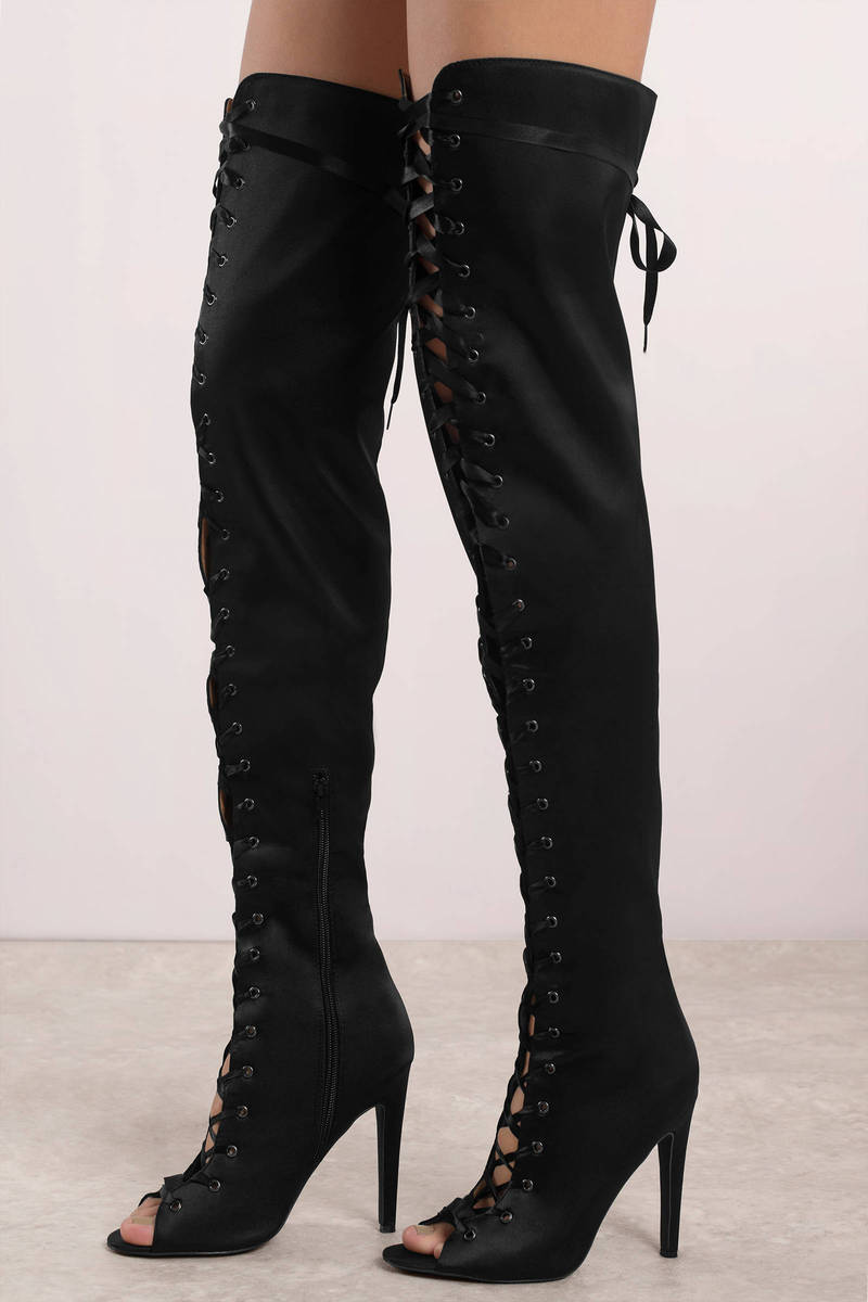 thigh high lace up boots