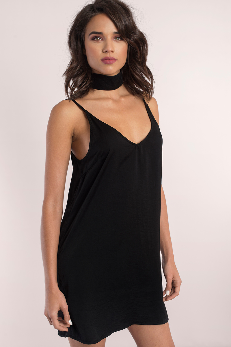 Sade Satin Cami Shift Dress in Black - $20 | Tobi US
