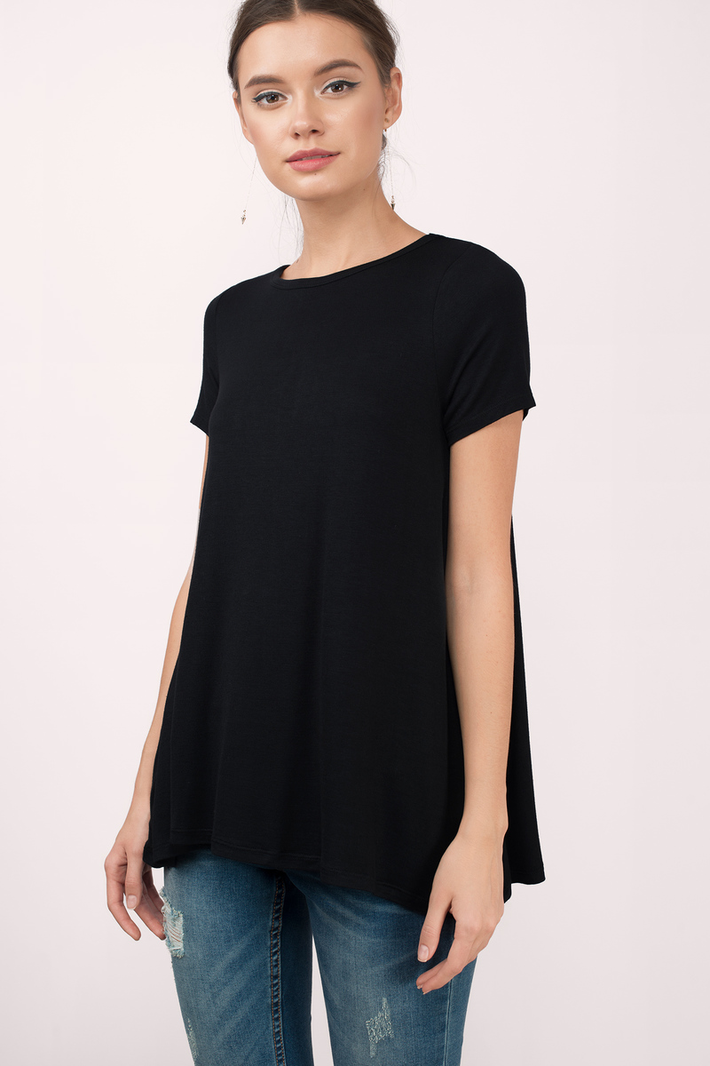 Black Top - Short Sleeve Top - Black Top - Black Tee - $28 | Tobi US