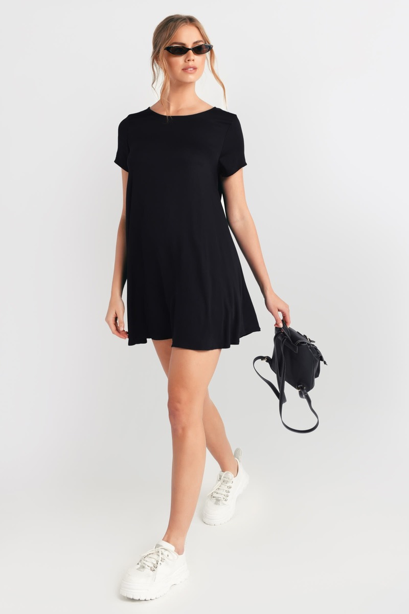 long black shift dress