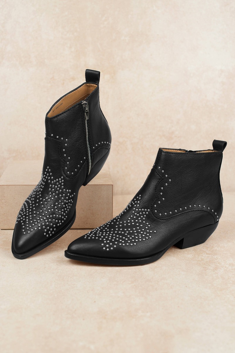 all black studded ankle boots