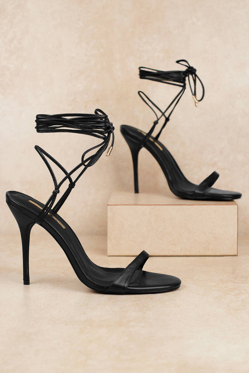 black lace up heels