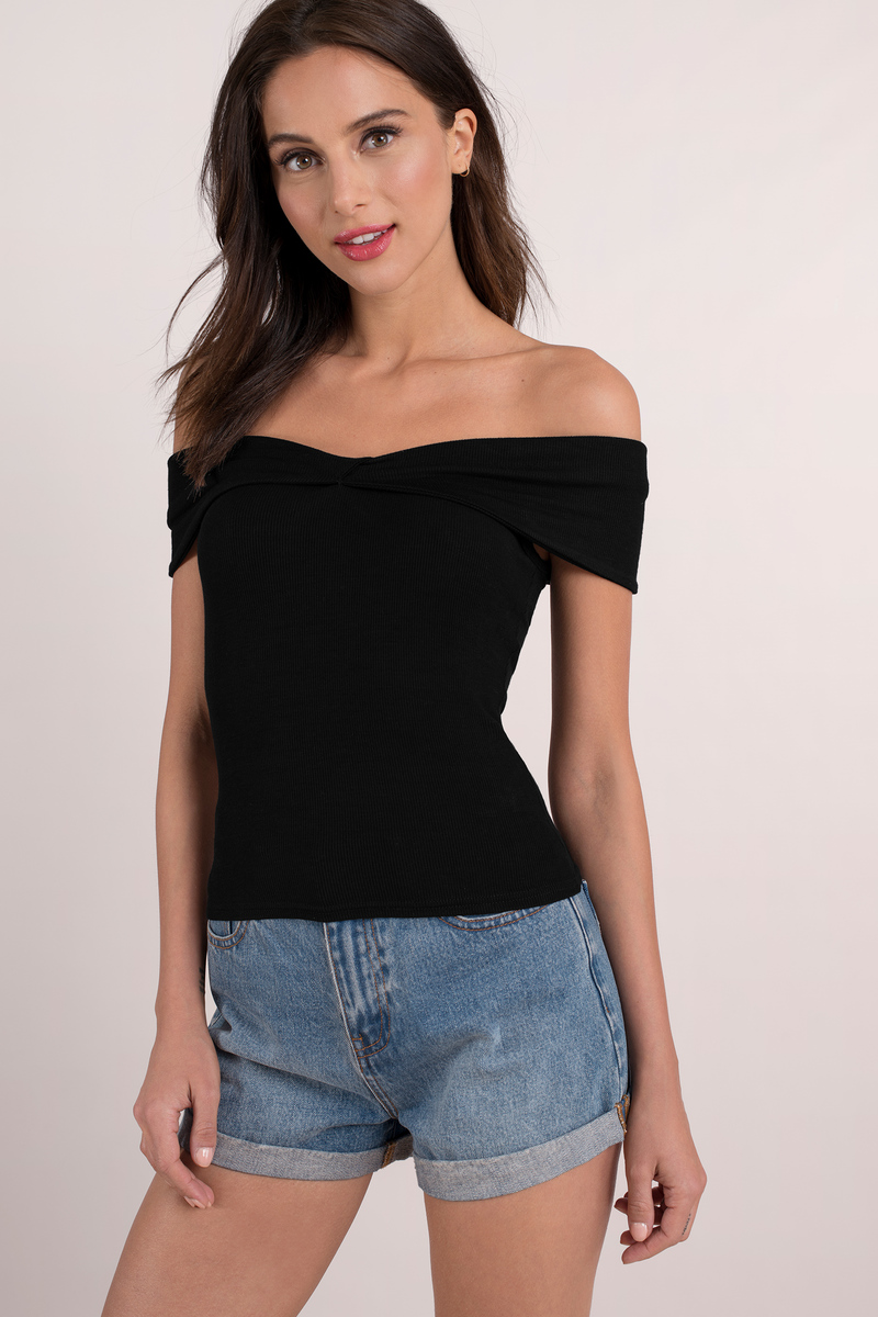 off the shoulder ribbed shirt