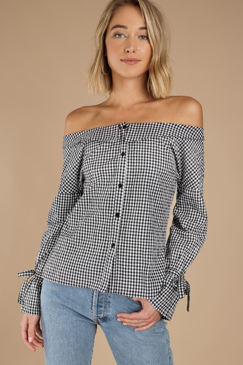 black and white gingham top