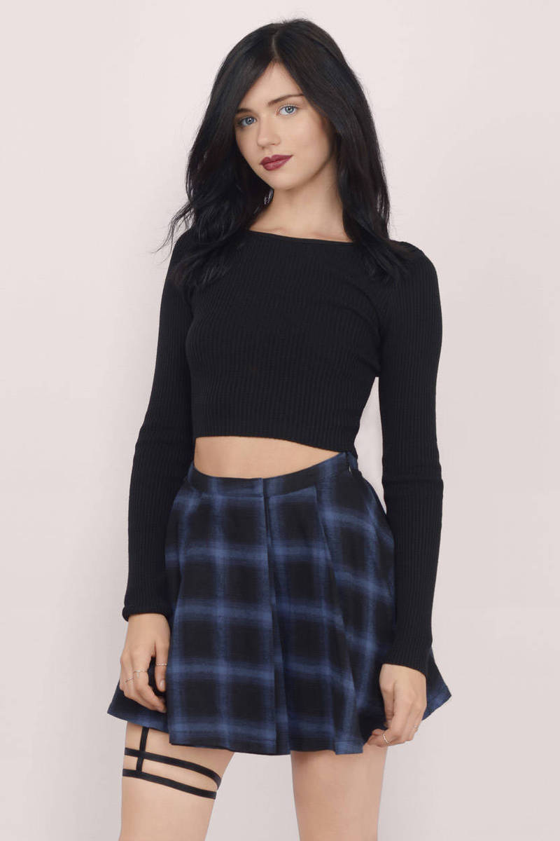 School Night Pleated Mini Skirt in Blue & Black - $42 | Tobi US