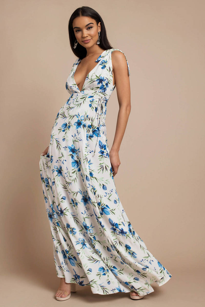 long blue floral maxi dress