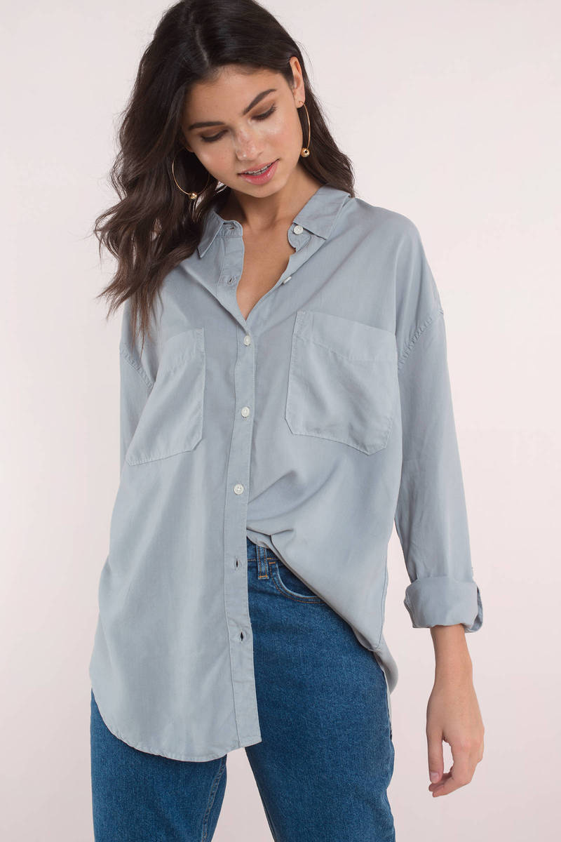 Dana Button Down Shirt in Blue - $25 | Tobi US