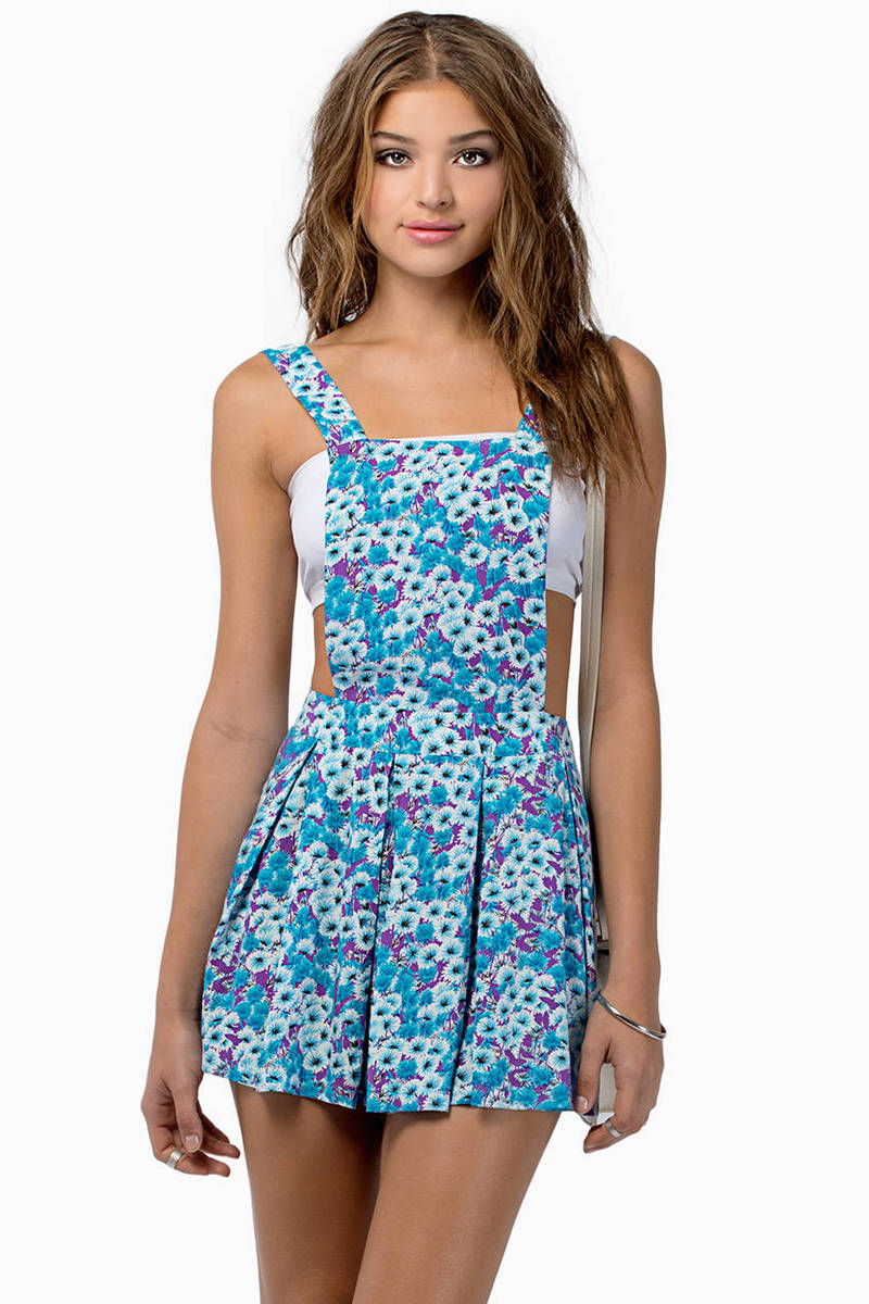 Painter Overall Dress in Blue Floral - $19 | Tobi US