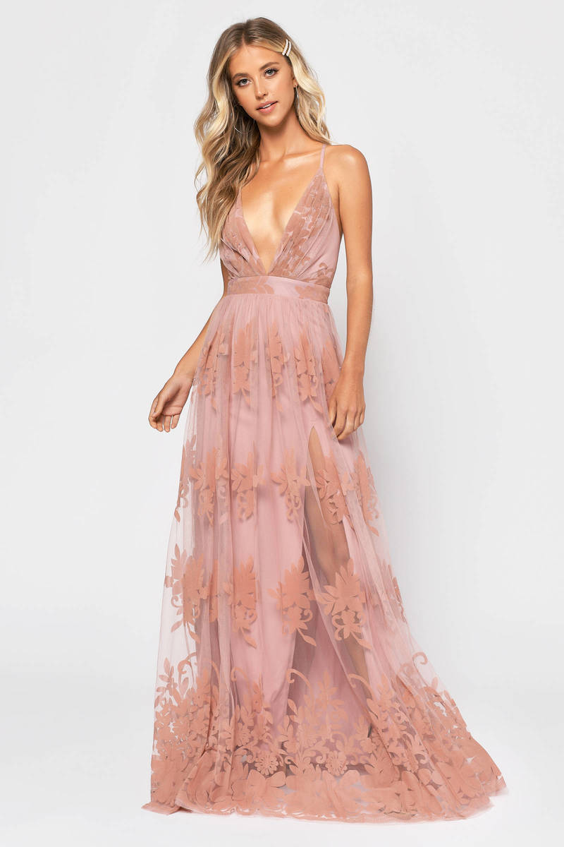 blush lace maxi dress