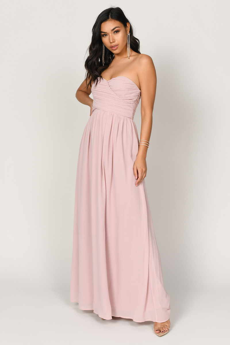 pink strapless dress
