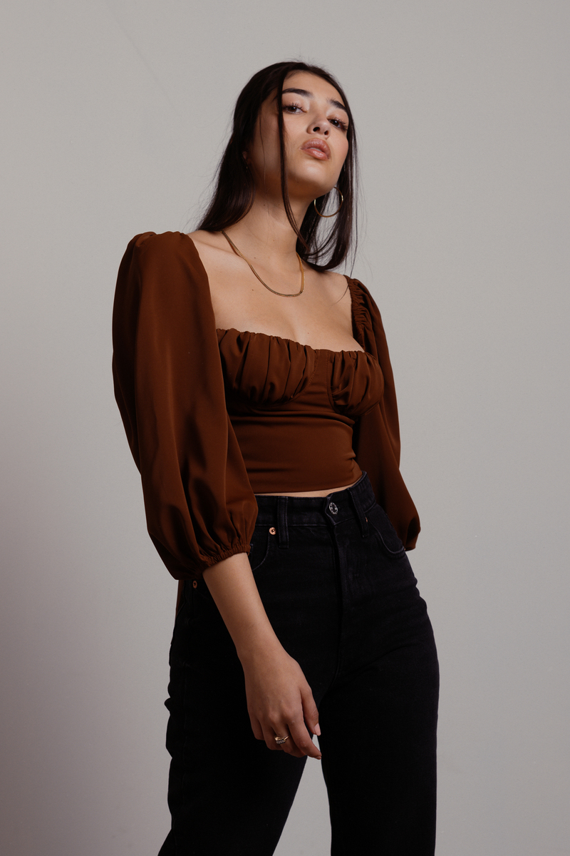 puff sleeve bustier top