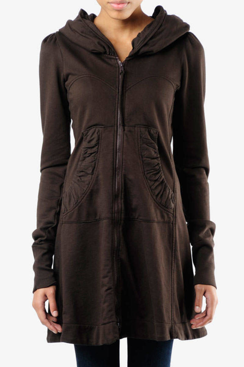 Long Cloak Hoodie in Brownout - $253 | Tobi US