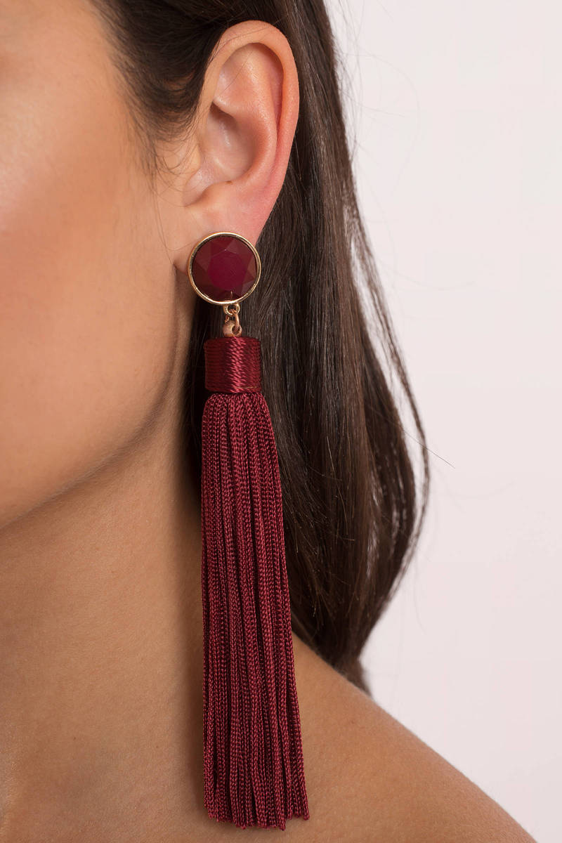 Delilah Burgundy Tassel Earrings - $20 | Tobi US