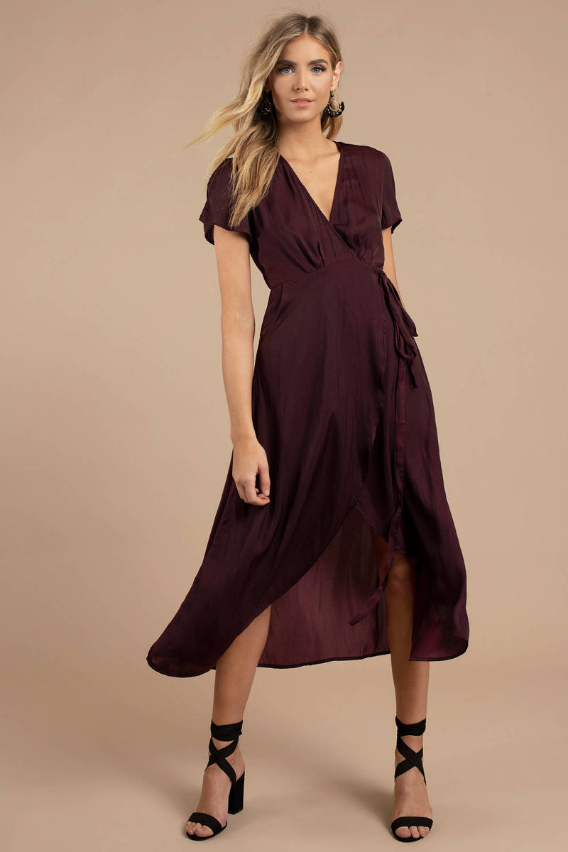 burgundy wrap dresses
